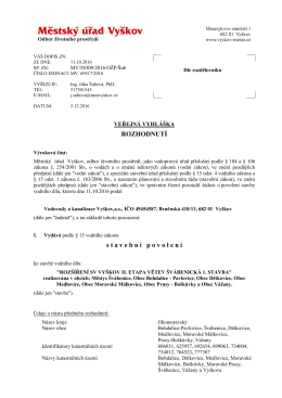 ROZŠÍŘENÍ SV VYŠKOV II.ETAPA VĚTEV ŠVÁBENICKÁ 1.STAVBA