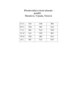 Přírodovědná cvičení sekunda: pondělí Maradová, Vejsada, Tůmová