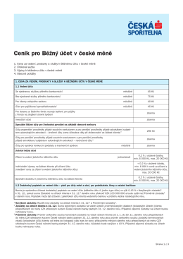 Cen&iacute;k pro Běžn&yacute; &uacute;čet v česk&eacute; měně