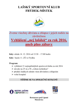 Vyhlášení „nej lašáků“ za rok 2016, aneb plno zábavy Kdy