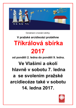 Oznámení o konání Tříkrálové sbírky 2017