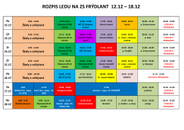 ROZPIS LEDU NA ZS FRÝDLANT 12.12 – 18.12