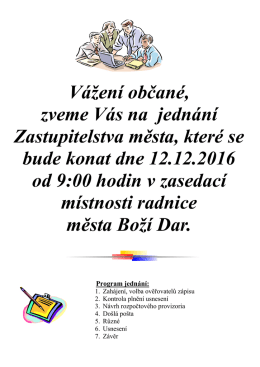 Vážení občané, zveme Vás na jednání