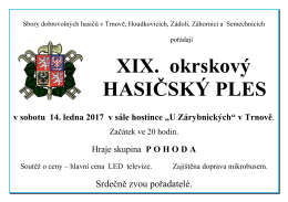 XIX. okrskový HASIČSKÝ PLES