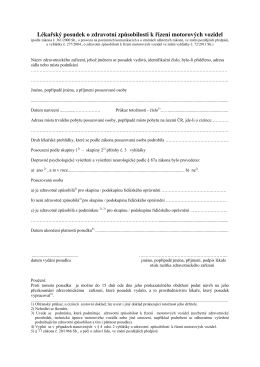 Posudek o zdravotn&iacute; způsobilosti k ř&iacute;zen&iacute; motorov&yacute;ch vozidel
