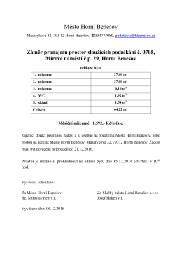 Záměr pronájmu prostor sloužících k podnikání