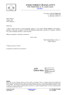 EXEKUTORSK&Yacute; &Uacute;ŘAD KLATOVY JUDr. Dalimil Mika