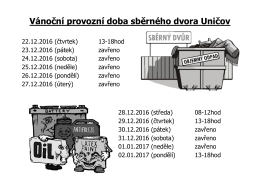 Vánoční provozní doba sběrného dvora Uničov