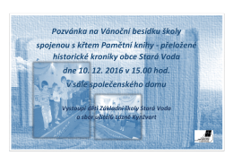 Vánoční besídka ZŠ spojená s křtem pamětní knihy obce