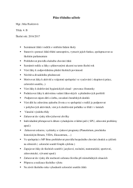 Pl&aacute;n tř&iacute;dn&iacute; učitelky IV.B