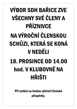 V&Yacute;BOR SDH BAŘICE ZVE V&Scaron;ECHNY SV&Eacute; ČLENY A PŘ&Iacute;ZNIVCE