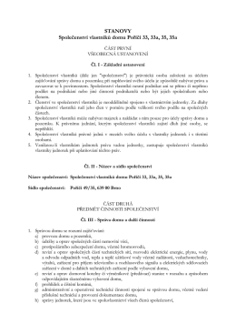 STANOVY Společenstv&iacute; vlastn&iacute;ků domu Poř&iacute;č&iacute; 33, 33a, 35, 35a
