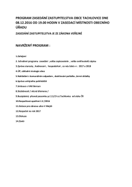 Veřejné zasedání zastupitelstva obce Tachlovice