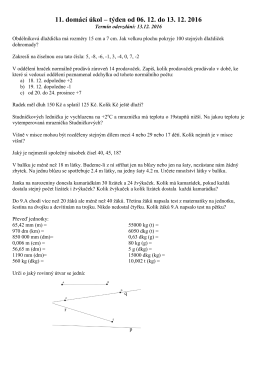 11. dom&aacute;c&iacute; &uacute;kol &ndash; t&yacute;den od 06. 12. do 13. 12. 2016