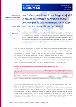 Rejet du référendum constitutionnel en Italie