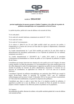 Arrêté pollution atmosphérique n° 2016-1365