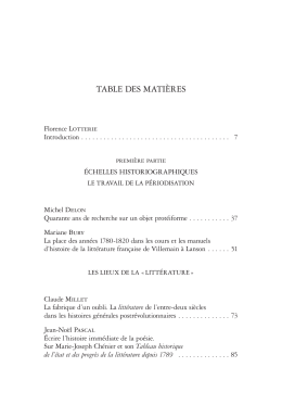 table des matières - Classiques Garnier
