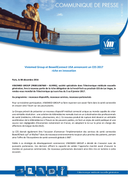 Visiomed Group et BewellConnect USA annoncent un CES 2017