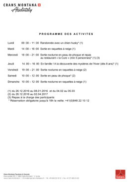 Programme des activités - Crans