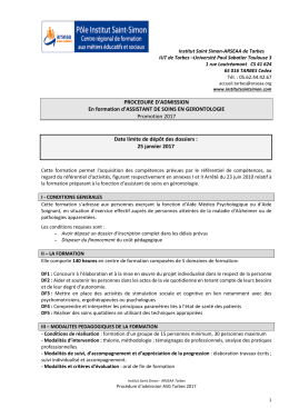 Procédure d`admisssion ASG Tarbes 2017  - Institut Saint