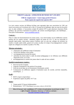 URGENT recherche : ANIMATEUR JEUNESSE