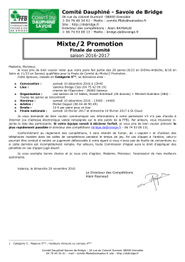 Promotion - Comité Dauphiné Savoie de Bridge