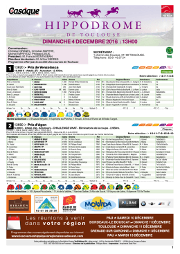 DIMANCHE 4 DECEMBRE 2016 : 13H00 Les réunions à venir dans