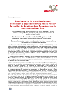 Poxel annonce de nouvelles données démontrant la capacité de l