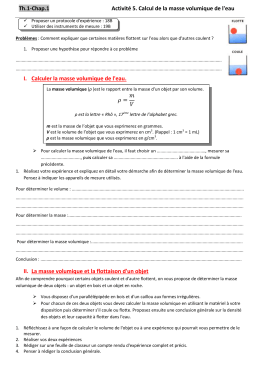Th.1-Chap.1 Activité 5. Calcul de la masse volumique de l`eau I