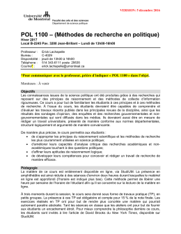 POL XXXX – (Titre) - Département de science politique