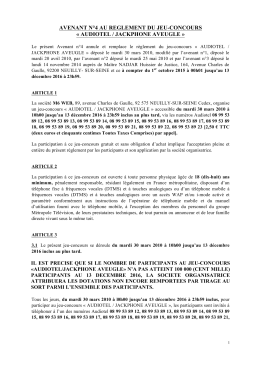 Avenant n°4 au jeu-concours audiotel Jackphone