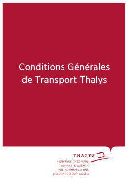 1 – CONDITIONS GÉNÉRALES DE TRANSPORT