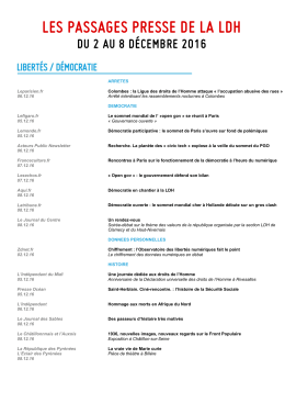 T&eacute;l&eacute;charger la revue de presse du 2 au 8 d&eacute;cembre 2016