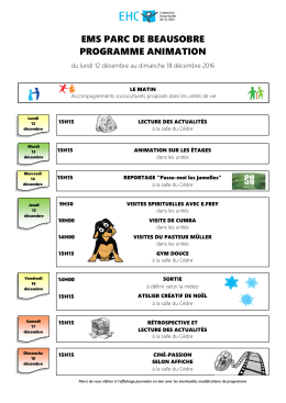 Programme animation Parc de Beausobre EMS. 12.12.16