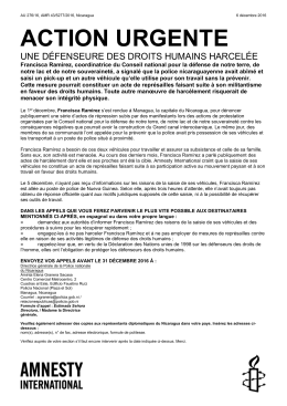Nicaragua: UNE DÉFENSEURE DES DROITS HUMAINS HARCELÉE