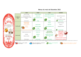 Menus du mois de Décembre 2016