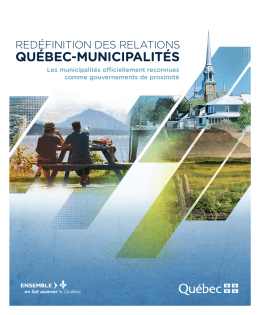 Red&eacute;finition des relations Qu&eacute;bec-municipalit&eacute;s