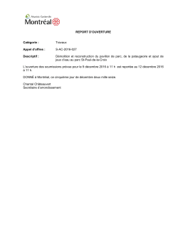 REPORT - Ouverture des soumissions