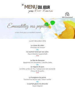 Menu du jour - Jardin d`Alice