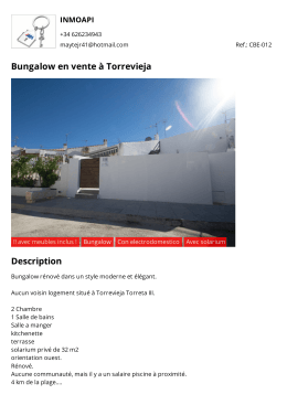 Bungalow en vente à Torrevieja - INMO-API