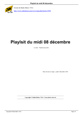 Playlsit du midi 08 décembre