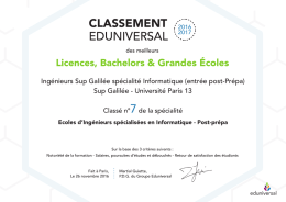 Ing&eacute;nieurs Sup Galil&eacute;e sp&eacute;cialit&eacute; Informatique (entr&eacute;e post