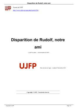 Disparition de Rudolf, notre ami