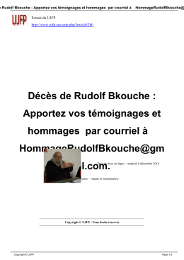 D&eacute;c&egrave;s de Rudolf Bkouche : Apportez vos t&eacute;moignages et