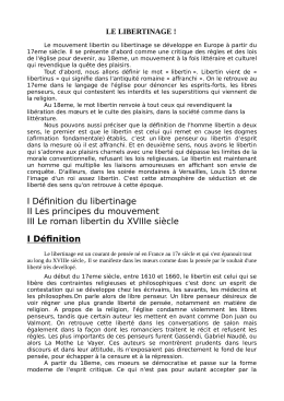 I D&eacute;finition du libertinage II Les principes du