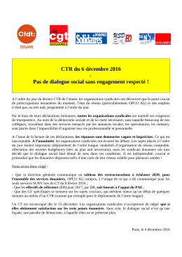 CTR du 6 décembre 2016 - Pas de dialogue social
