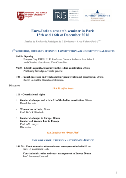 Euro-Indian research seminar in Paris 15th and 16th of