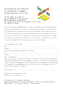 Autorisation de fixation et diffusion d`images Stage-Atelier 12