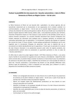 boucles saisonnières » dans la filière Semences et Plants en