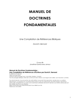 Manuel de Doctrines Fondamentales